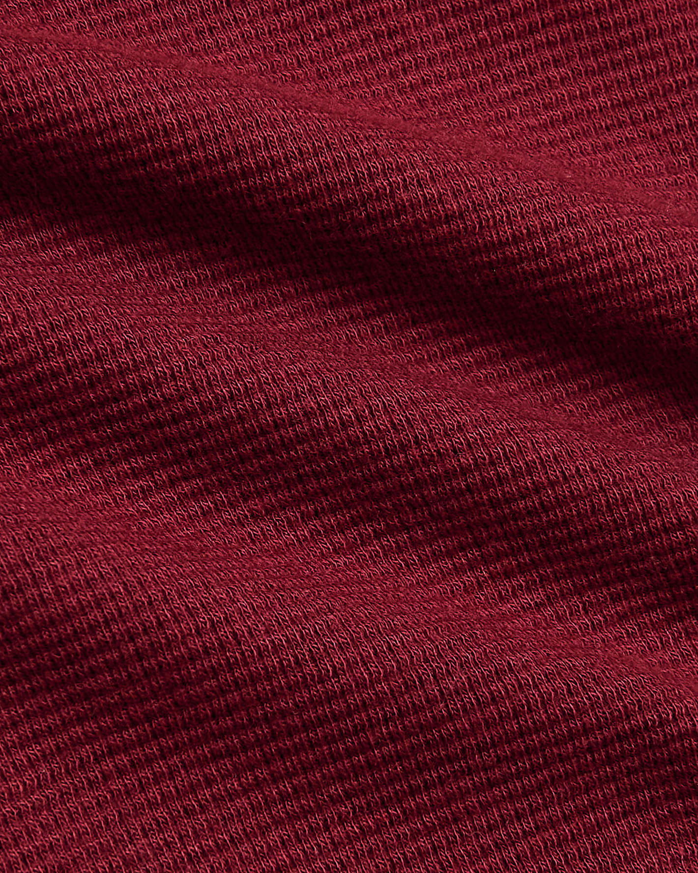 Womens Dark Maroon Waffle Long Sleeve Boxy Henley