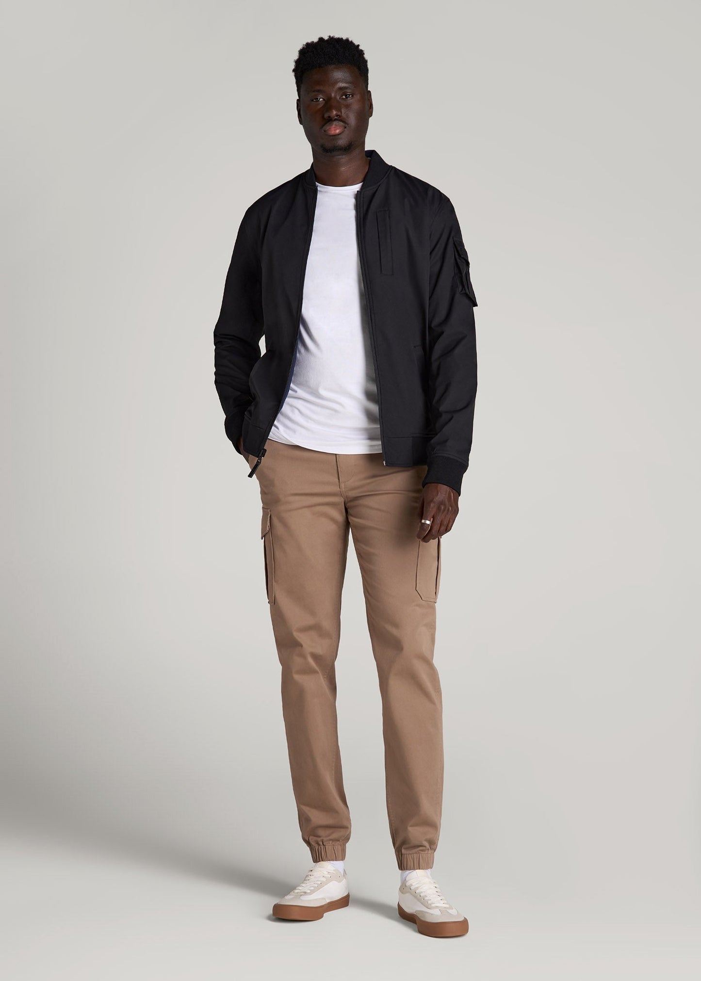 Reversible Bomber Jacket for Tall Men in Black and Navy