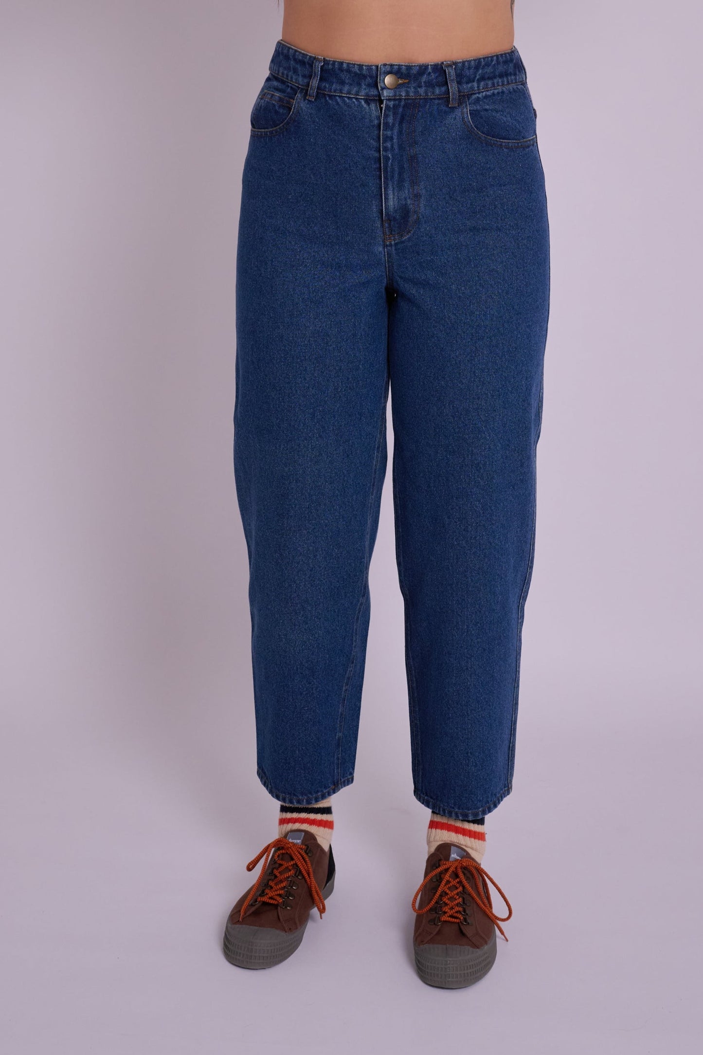 Dolly High Rise Barrel Leg Jean - Mid Wash
