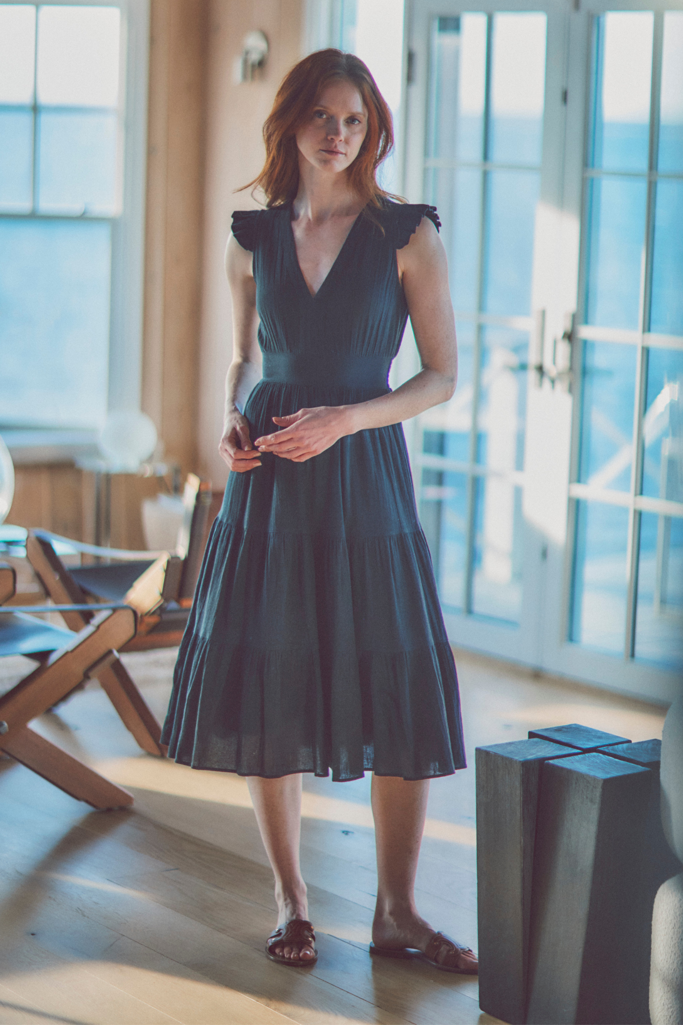 Milos Flutter Sleeve Midi Dress