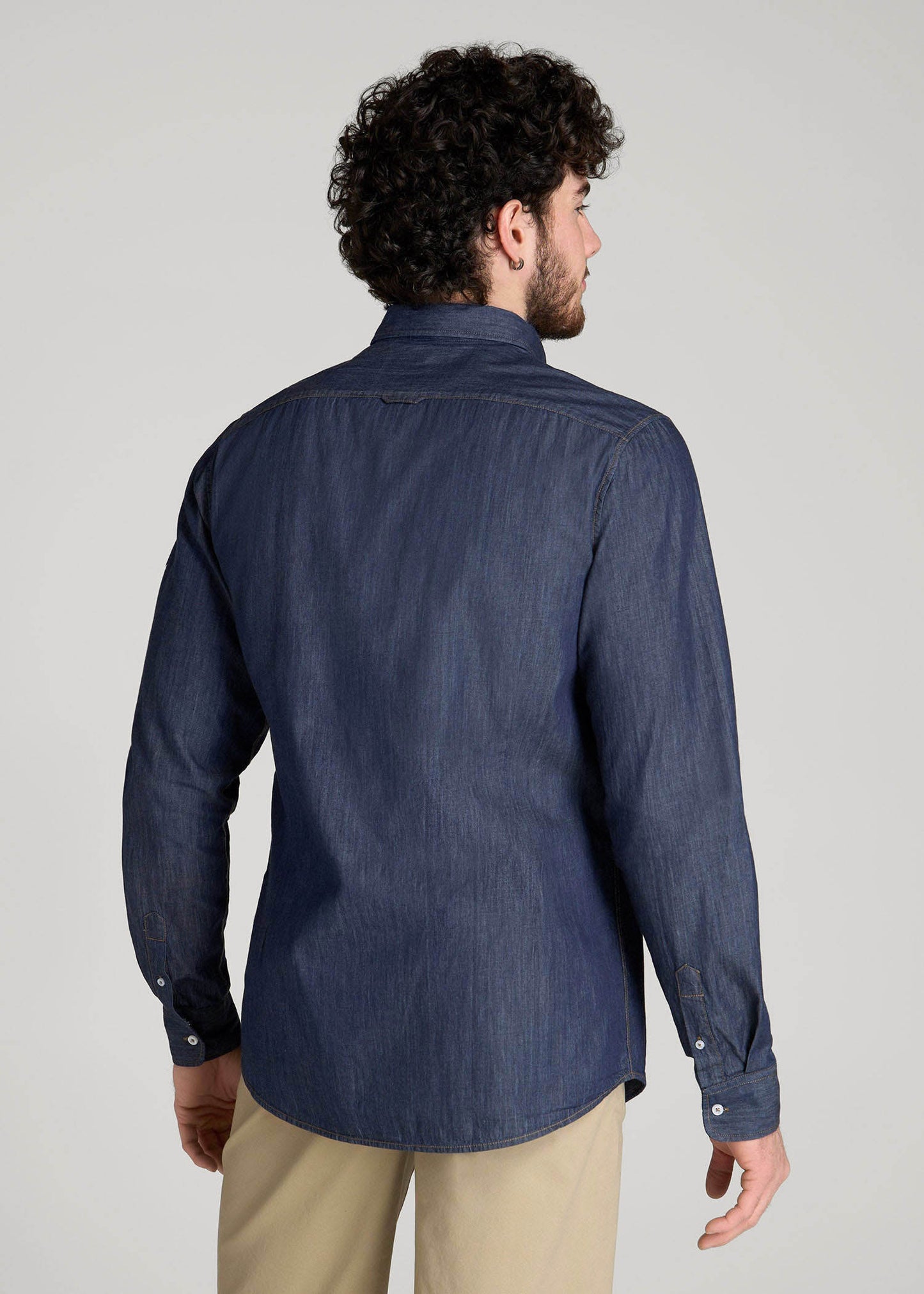 Chambray Button-Down Shirt for Tall Men in Dark Chambray