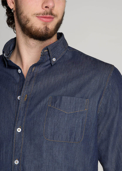 Chambray Button-Down Shirt for Tall Men in Dark Chambray