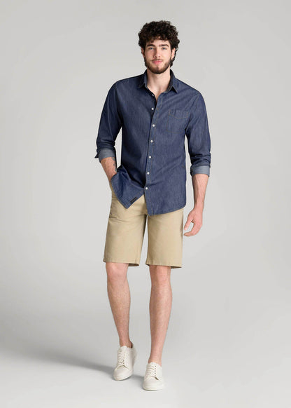 Chambray Button-Down Shirt for Tall Men in Dark Chambray