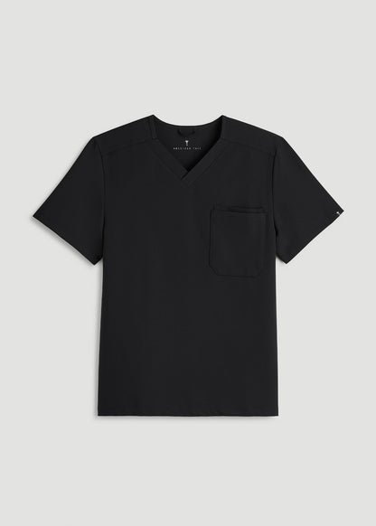 Short-Sleeve V-Neck Scrub Top for Tall Men in Black