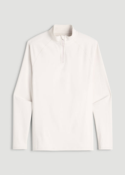 Quarter Zip Long Sleeves Rashguard for Tall Men in White Sand