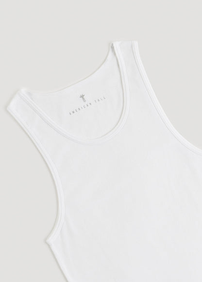 Ribbed Undershirt Tank Top for Tall Men in Bright White