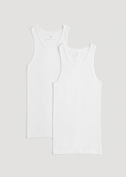 Ribbed Undershirt Tank Top for Tall Men in Bright White