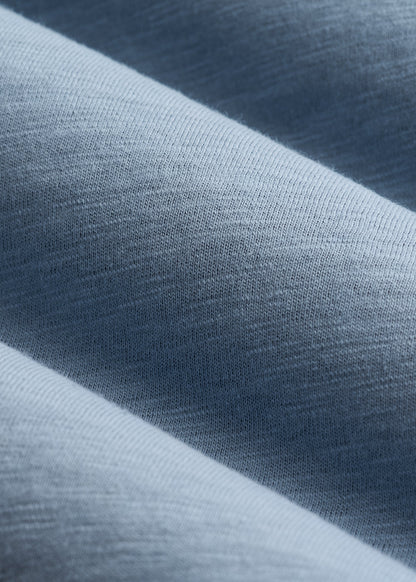 Slub Self Collar Polo Shirt for Tall Men in Chambray