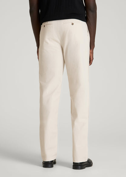 Stretch Commuter Pleated Chino for Tall Men in White Sand