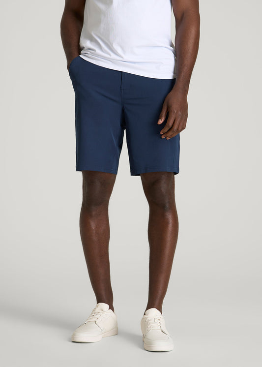 Stretch Hybrid Shorts for Tall Men in Navy Blue