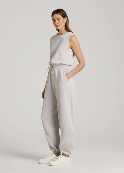 Soft Motion Sleeveless Sweatpant Jumpsuit for Tall Women in Vapor Grey
