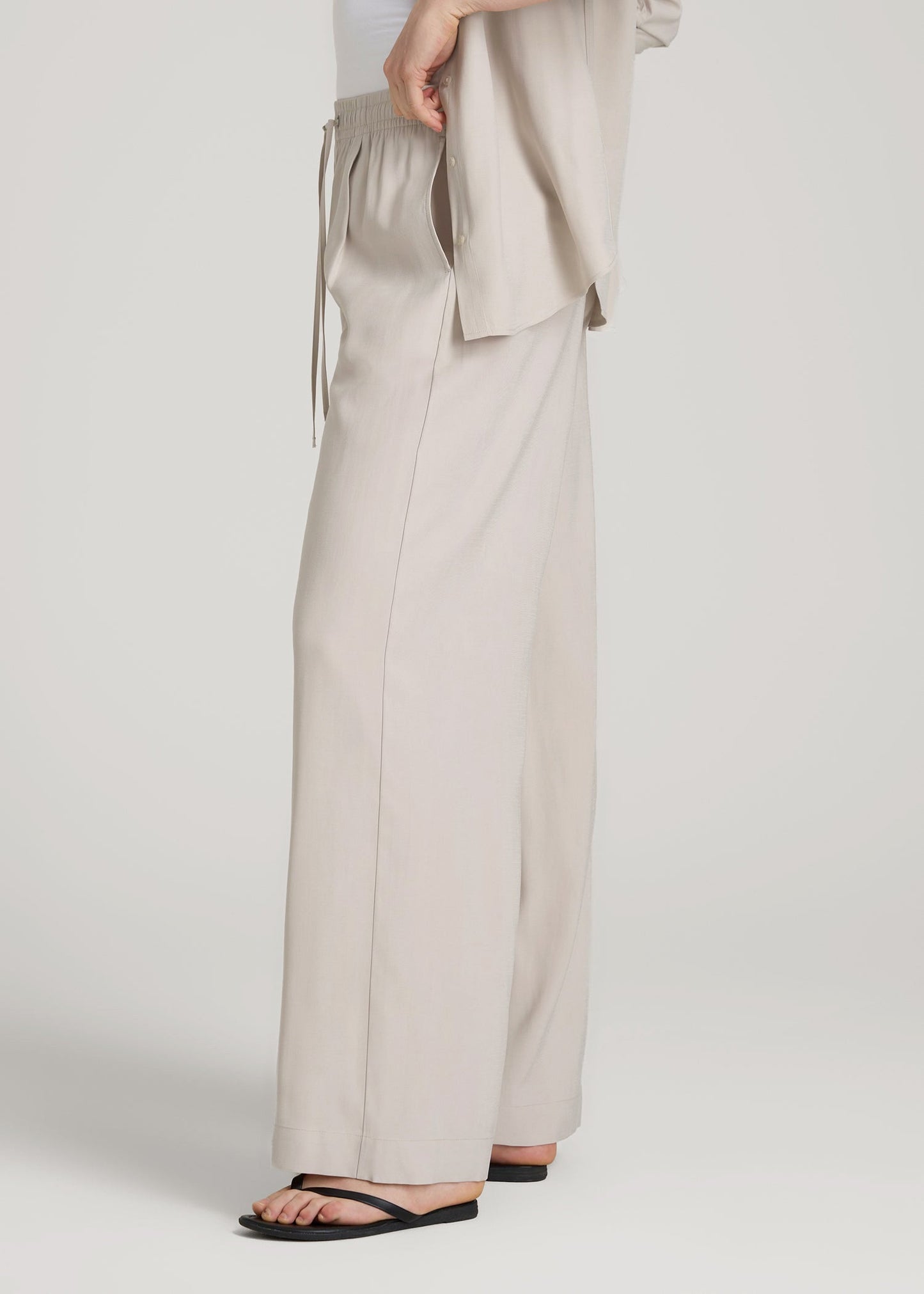 Relaxed Pull-On Pants for Tall Women in Stone