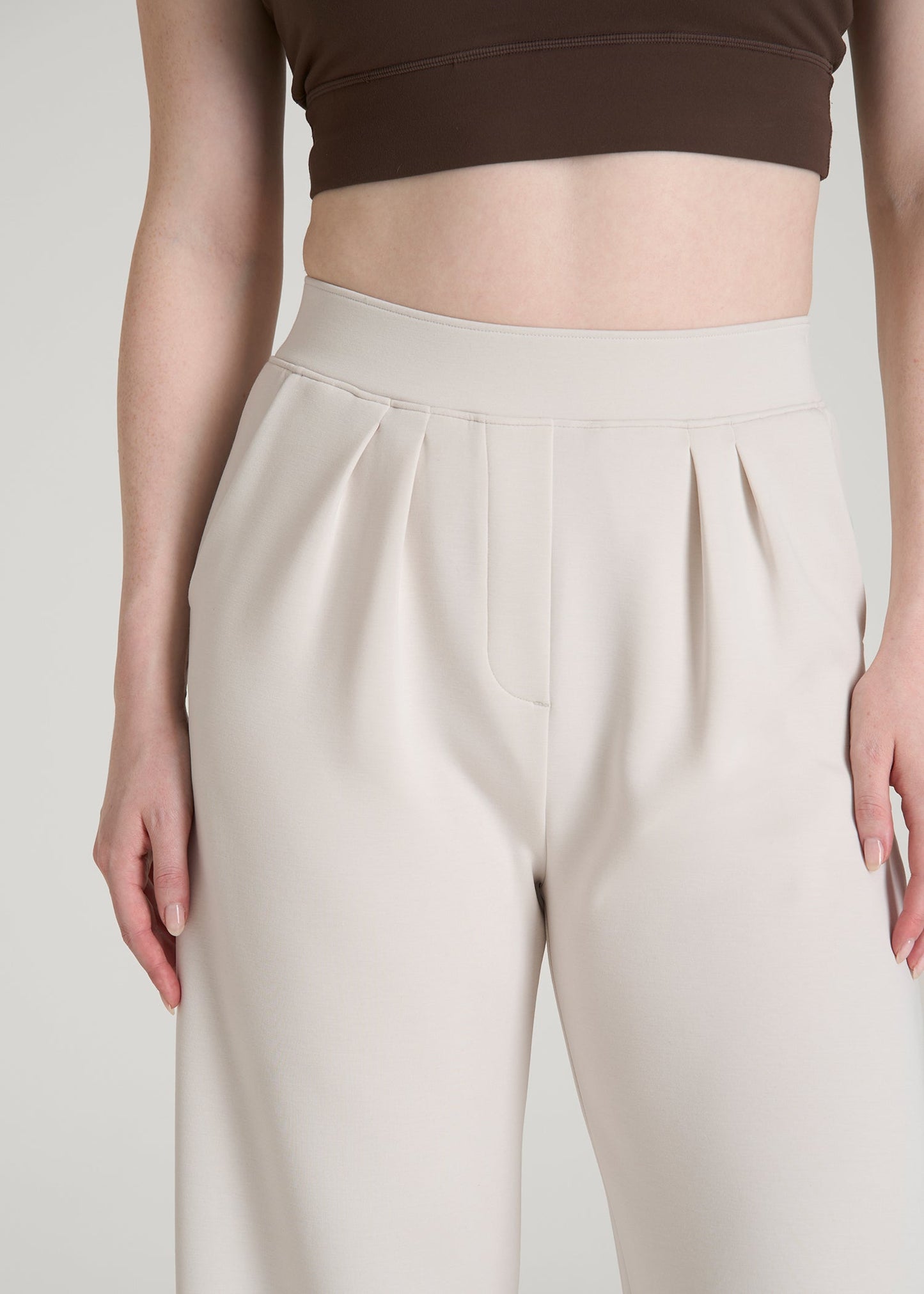 Soft Motion Pleated Wide Leg Pant for Tall Women in White Sand