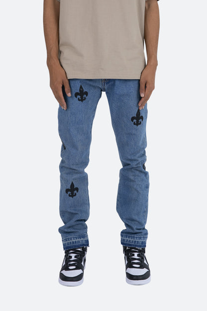 D112 Fleur Straight Denim - Blue/Black