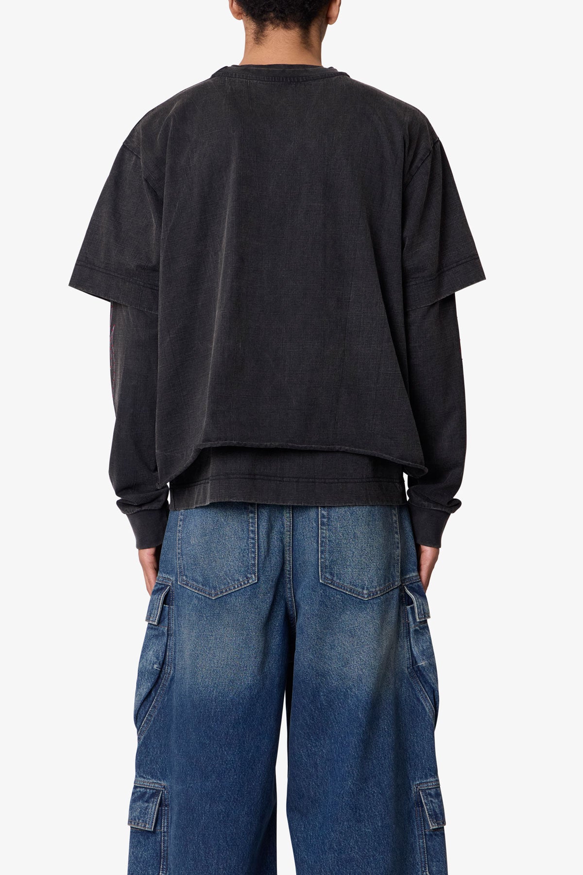 Gentlemens Club Printed L/S Tee - Washed Black