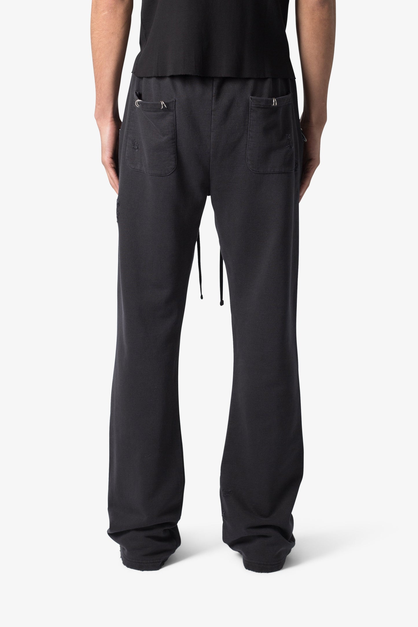 Metal Ring Flared Sweatpants - Black
