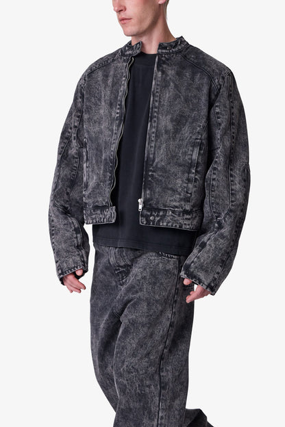 Moto Denim Jacket - Vintage Black