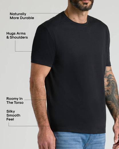 All Black Pima Cotton Blend Crew 4-Pack