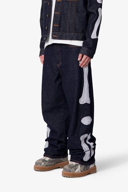 Raw Skeleton Ultra Baggy Denim - Rinsed Indigo