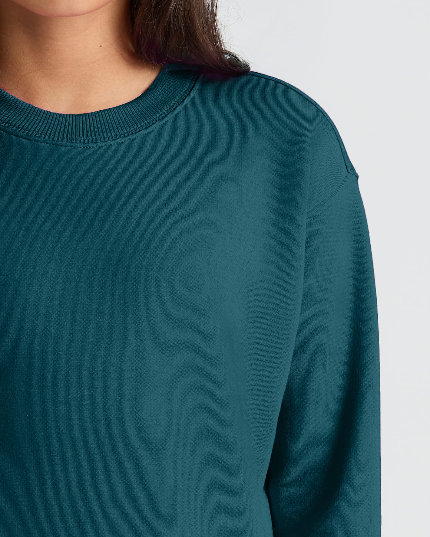 Girls Deep Emerald Slouch Pullover Crew