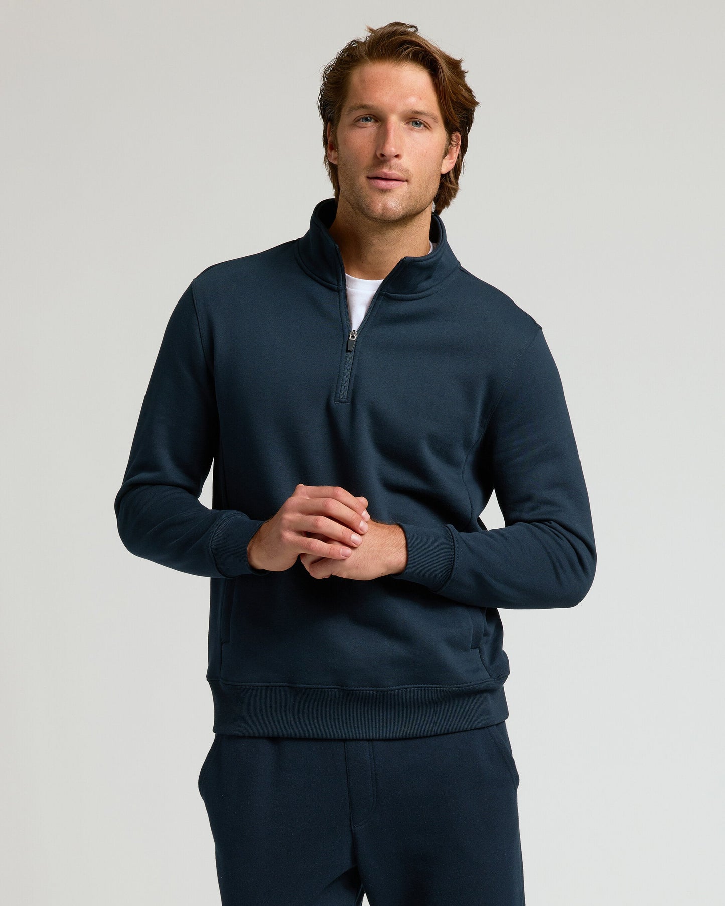 Navy Quarter Zip Fleece Sweatshirt & Jogger 2-Pack
