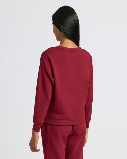 Womens Dark Maroon Slouch Pullover Crew & Relaxed Jogger 2-Pack