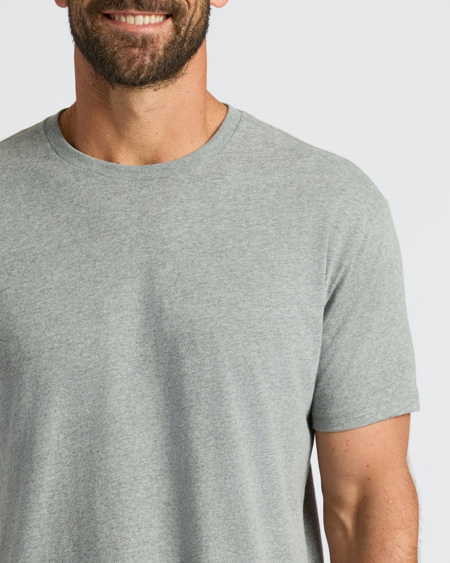 Heather Gray Curved Hem Classic Crew Neck