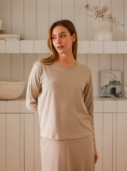 Chloe Long Sleeved Tee in Slub