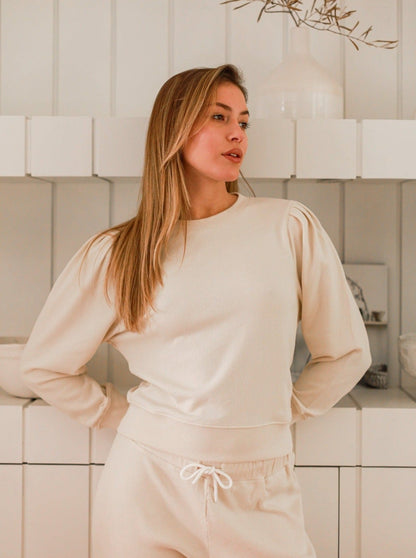 Jewel Puff Sleeve Crew