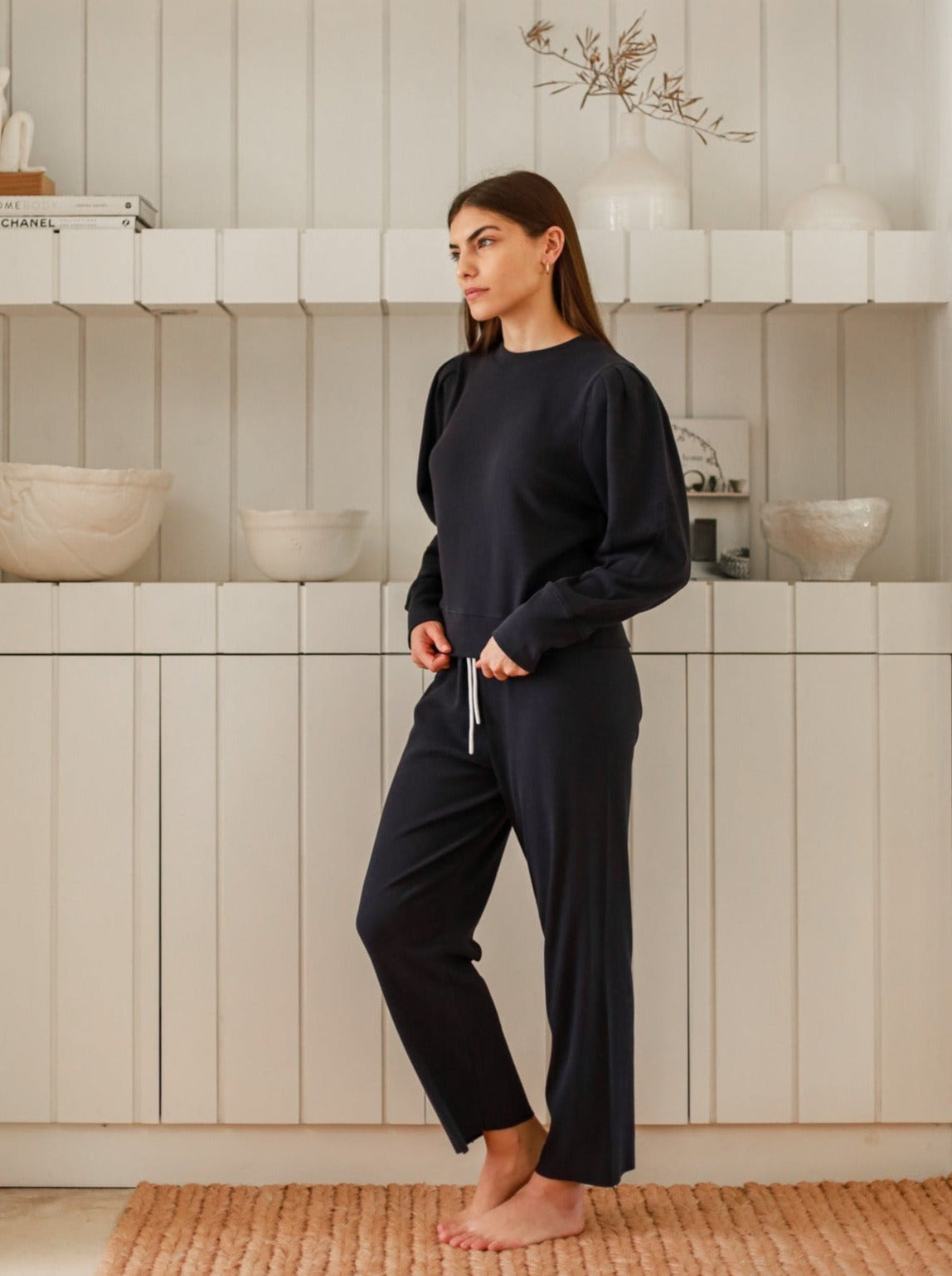 Jewel Puff Sleeve Crew