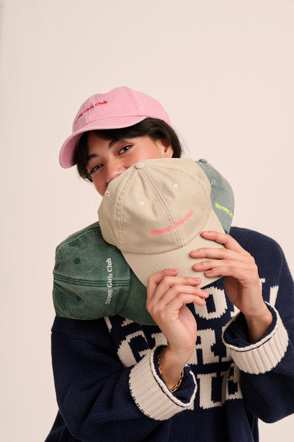 Strong Girls Club Vintage Wash Slogan Cap - Sand